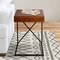 Saltoro Sherpi Wooden Sofa Side Table with 1 Drawer and Metal Frame, Brown and Black-